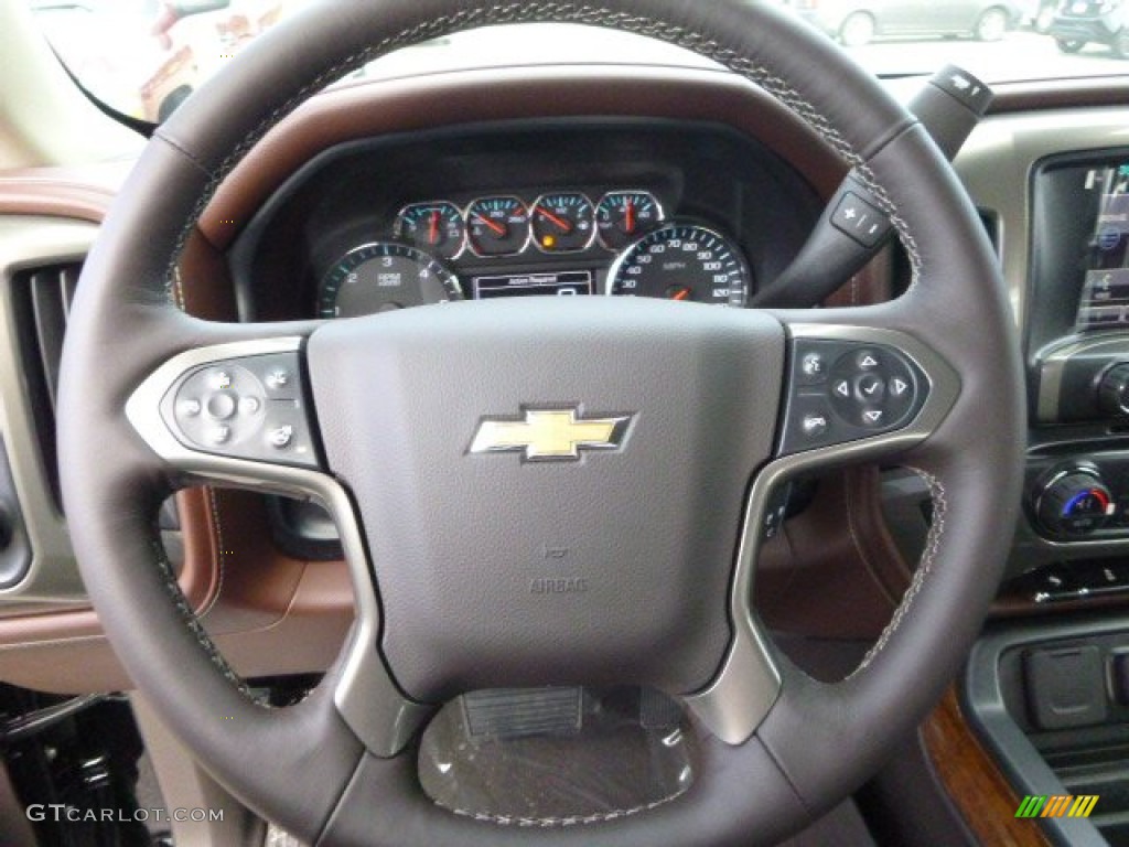 2014 Chevrolet Silverado 1500 High Country Crew Cab 4x4 High Country Saddle Steering Wheel Photo #87829622