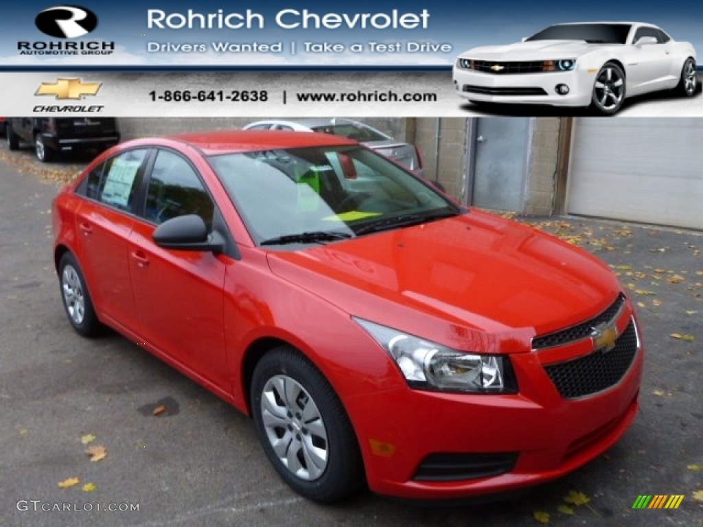 2014 Cruze LS - Red Hot / Jet Black/Medium Titanium photo #1