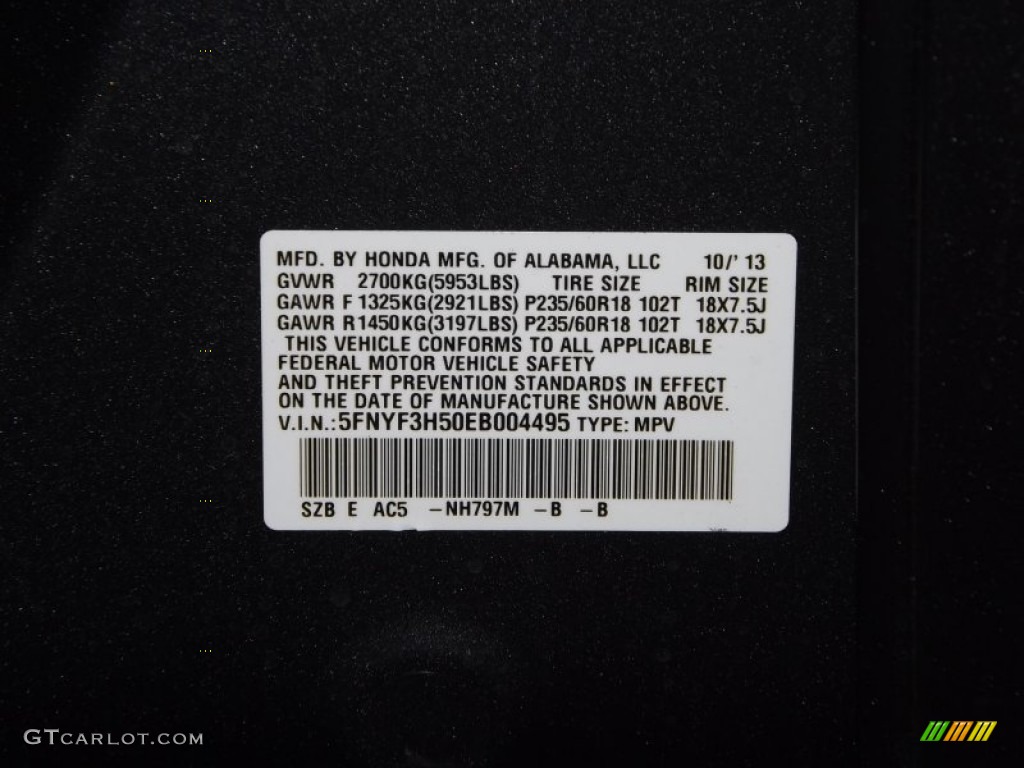 2014 Pilot EX-L - Modern Steel Metallic / Gray photo #33