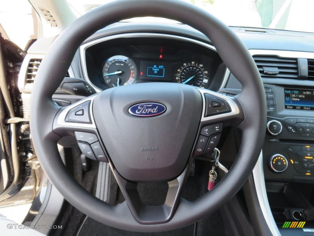 2014 Ford Fusion S Earth Gray Steering Wheel Photo #87843731