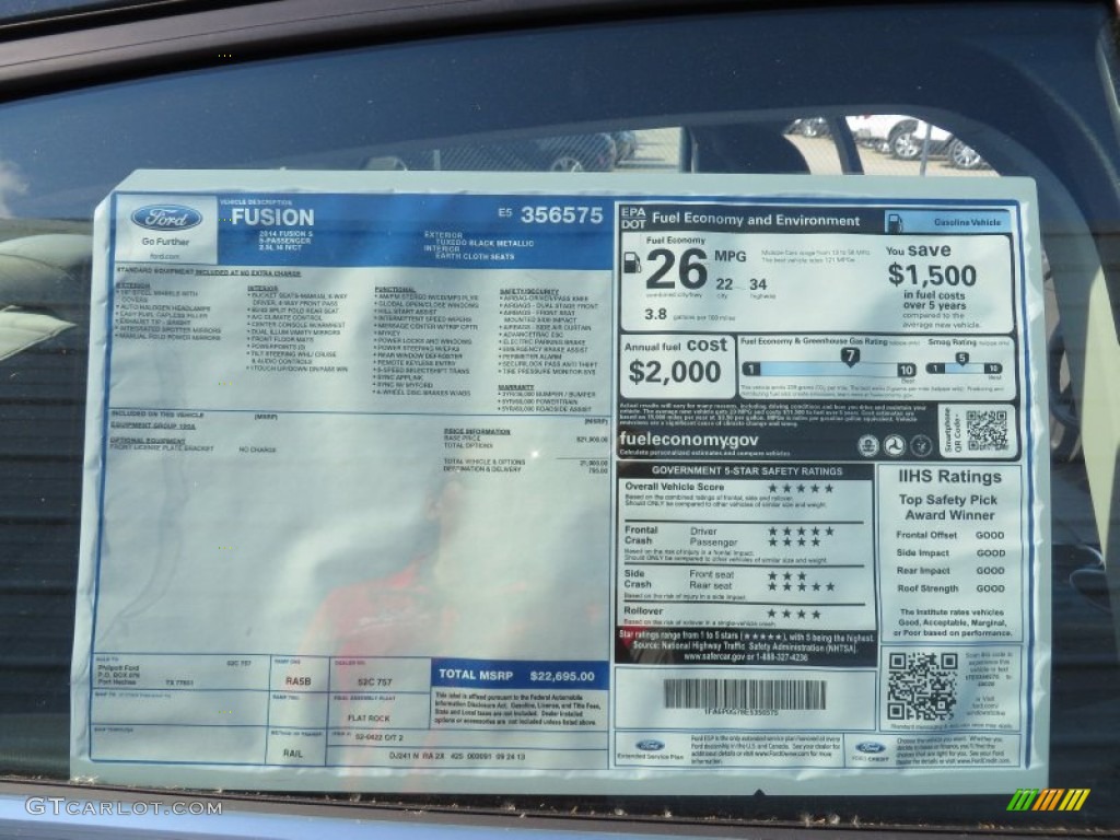 2014 Ford Fusion S Window Sticker Photos