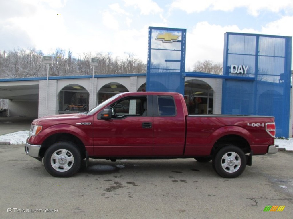 2013 F150 XLT SuperCab 4x4 - Ruby Red Metallic / Steel Gray photo #2