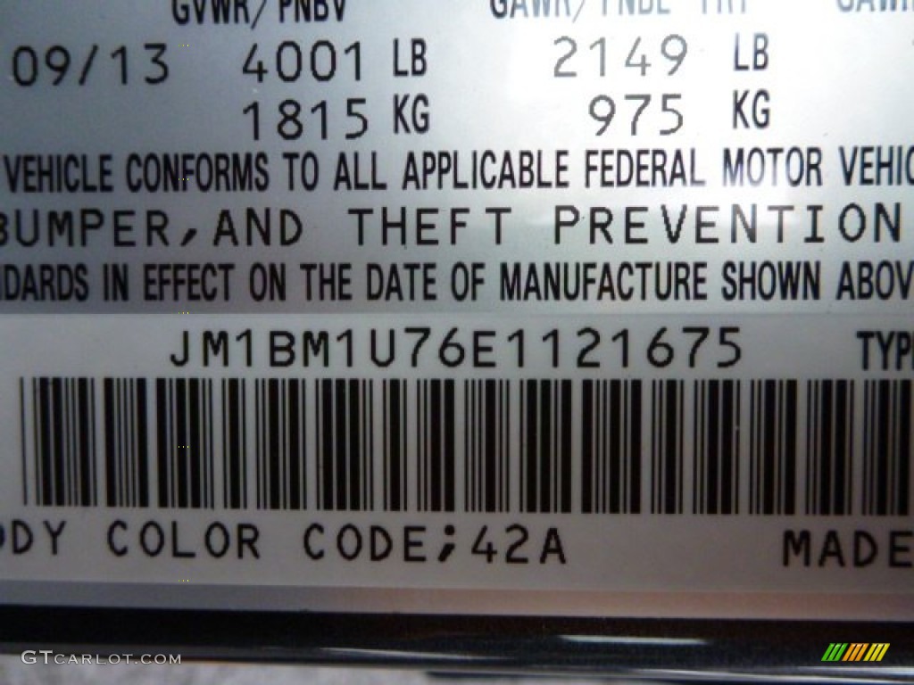 2014 MAZDA3 Color Code 42A for Meteor Gray Mica Photo #87851828