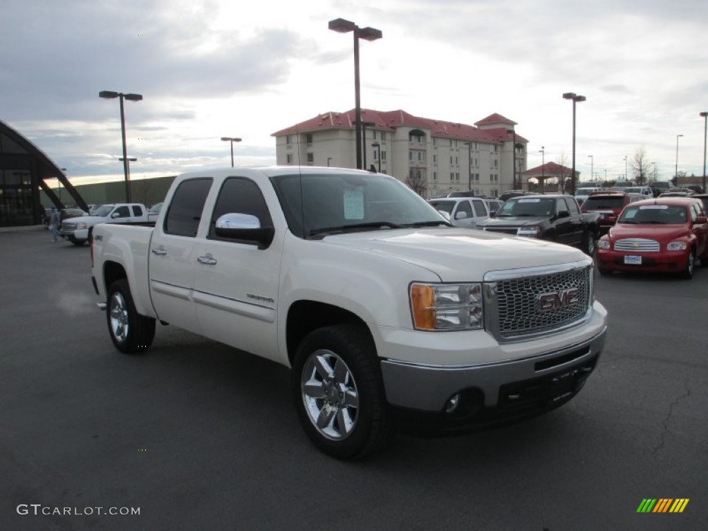 2012 Sierra 1500 SLT Crew Cab 4x4 - White Diamond Tricoat / Very Dark Cashmere/Light Cashmere photo #1