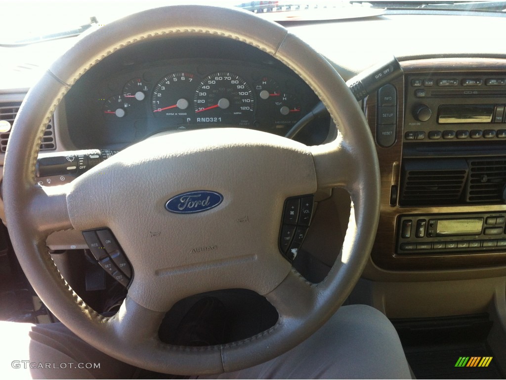 2004 Ford Explorer Eddie Bauer 4x4 Medium Parchment Steering Wheel Photo #87859589