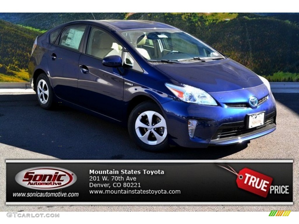 2013 Prius Four Hybrid - Nautical Blue Metallic / Bisque photo #1