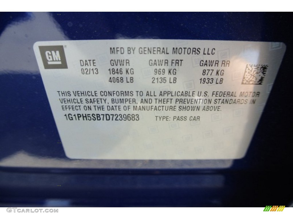 2013 Cruze ECO - Blue Topaz Metallic / Jet Black photo #7