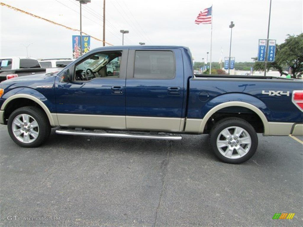 2010 F150 Lariat SuperCrew 4x4 - Dark Blue Pearl Metallic / Medium Stone photo #3