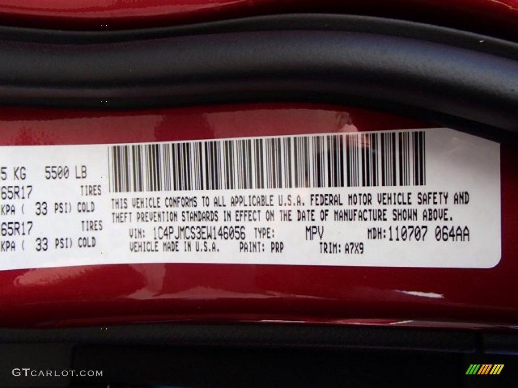 2014 Cherokee Color Code PRP for Deep Cherry Red Crystal Pearl Photo #87879937