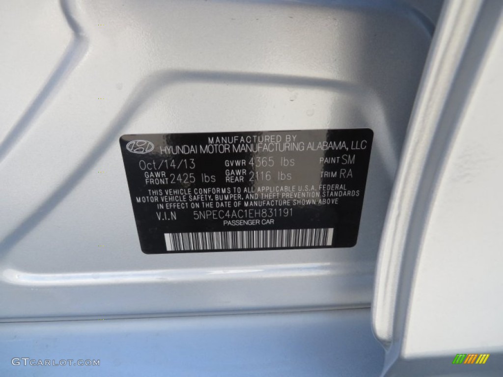 2014 Sonata SE - Radiant Silver / Gray photo #37