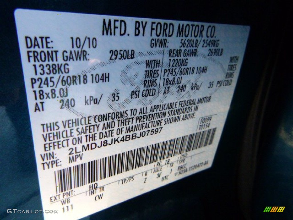 2011 MKX AWD - Mediterranean Blue Metallic / Charcoal Black photo #24