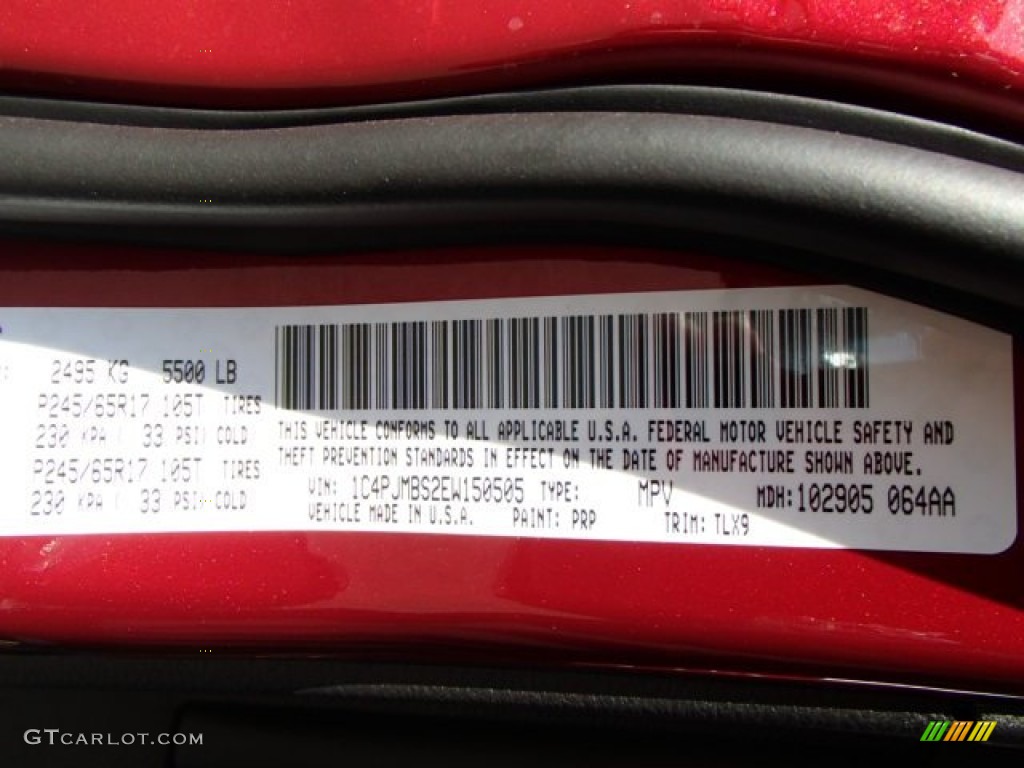 2014 Cherokee Color Code PRP for Deep Cherry Red Crystal Pearl Photo #87881791