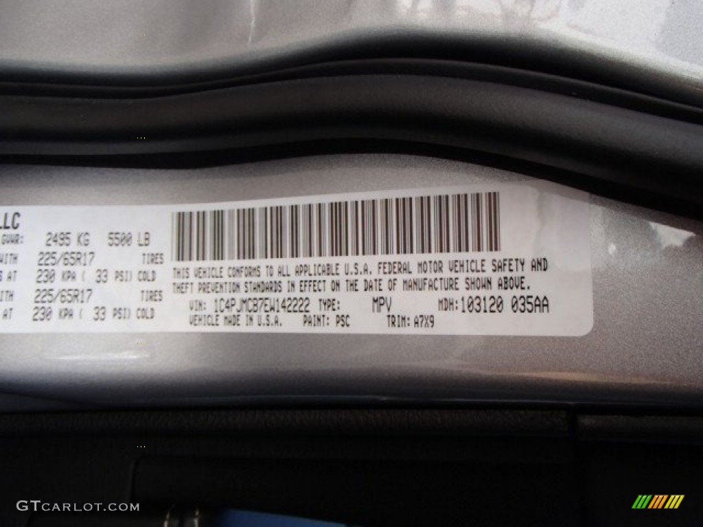 2014 Cherokee Color Code PSC for Billet Silver Metallic Photo #87882670