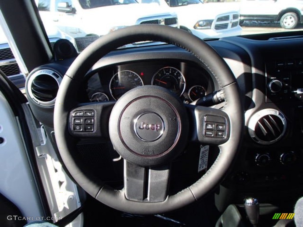 2014 Jeep Wrangler Rubicon 4x4 Black Steering Wheel Photo #87887737