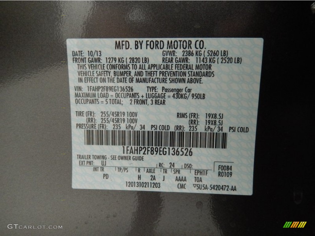 2014 Taurus Color Code UJ for Sterling Gray Photo #87897538