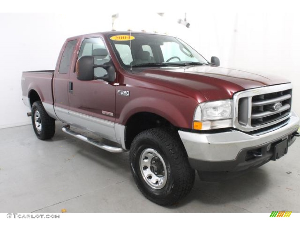 2004 F250 Super Duty XLT SuperCab 4x4 - Dark Toreador Red Metallic / Medium Flint photo #3