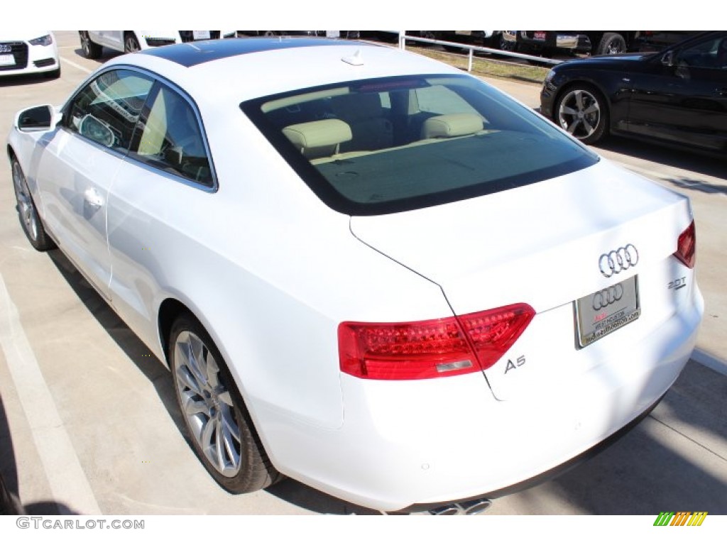 2014 A5 2.0T quattro Coupe - Ibis White / Velvet Beige photo #4