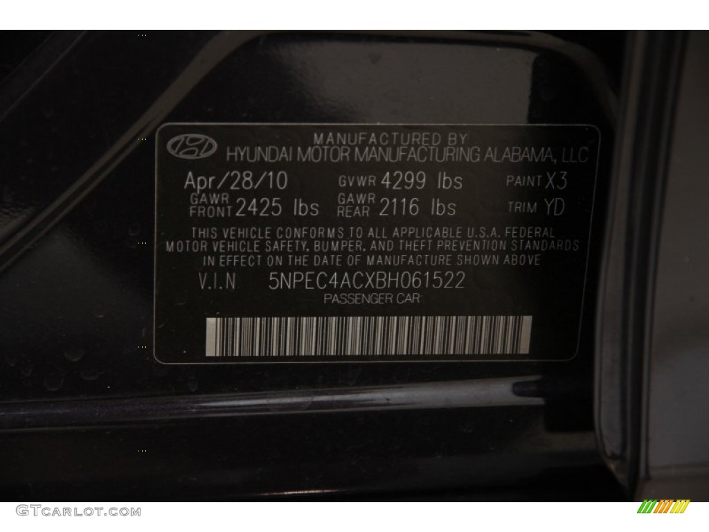 2011 Sonata Limited - Black Plum Pearl / Camel photo #24