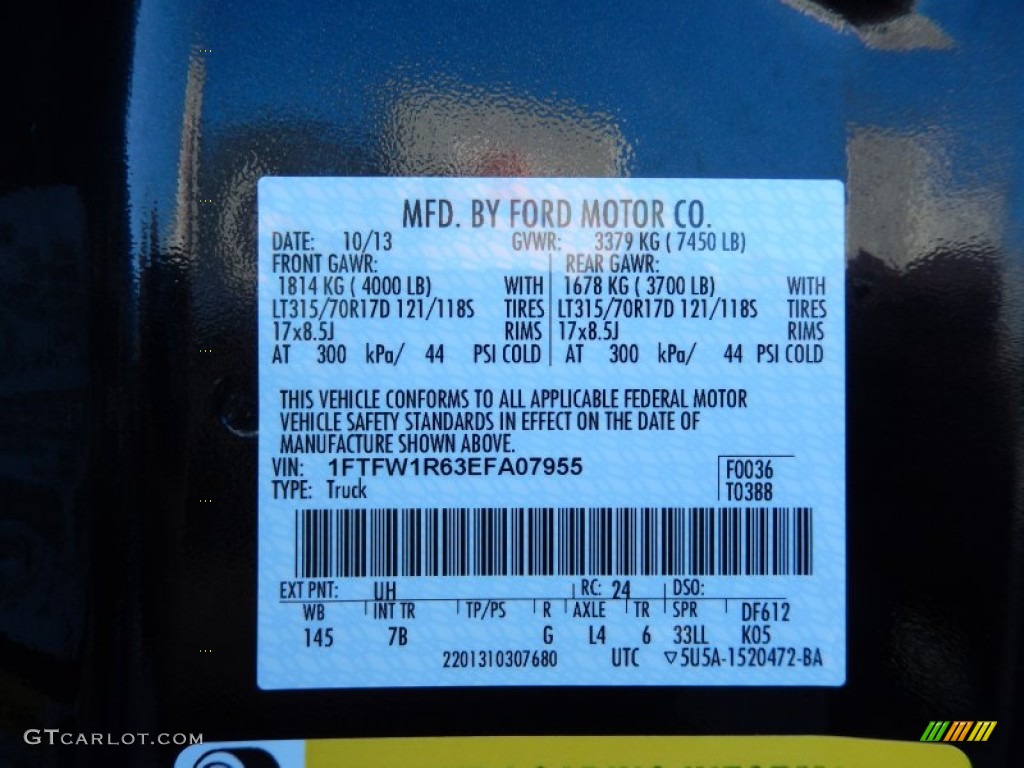 2014 F150 Color Code UH for Tuxedo Black Photo #87915714