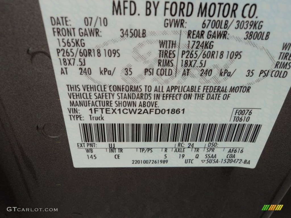 2010 F150 STX SuperCab - Sterling Grey Metallic / Medium Stone photo #31
