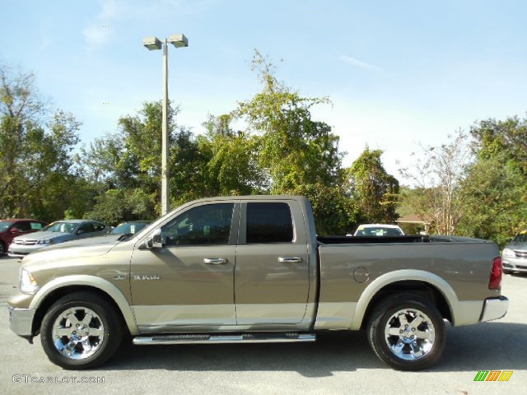 2010 Ram 1500 Laramie Quad Cab 4x4 - Austin Tan Pearl / Light Pebble Beige/Bark Brown photo #2