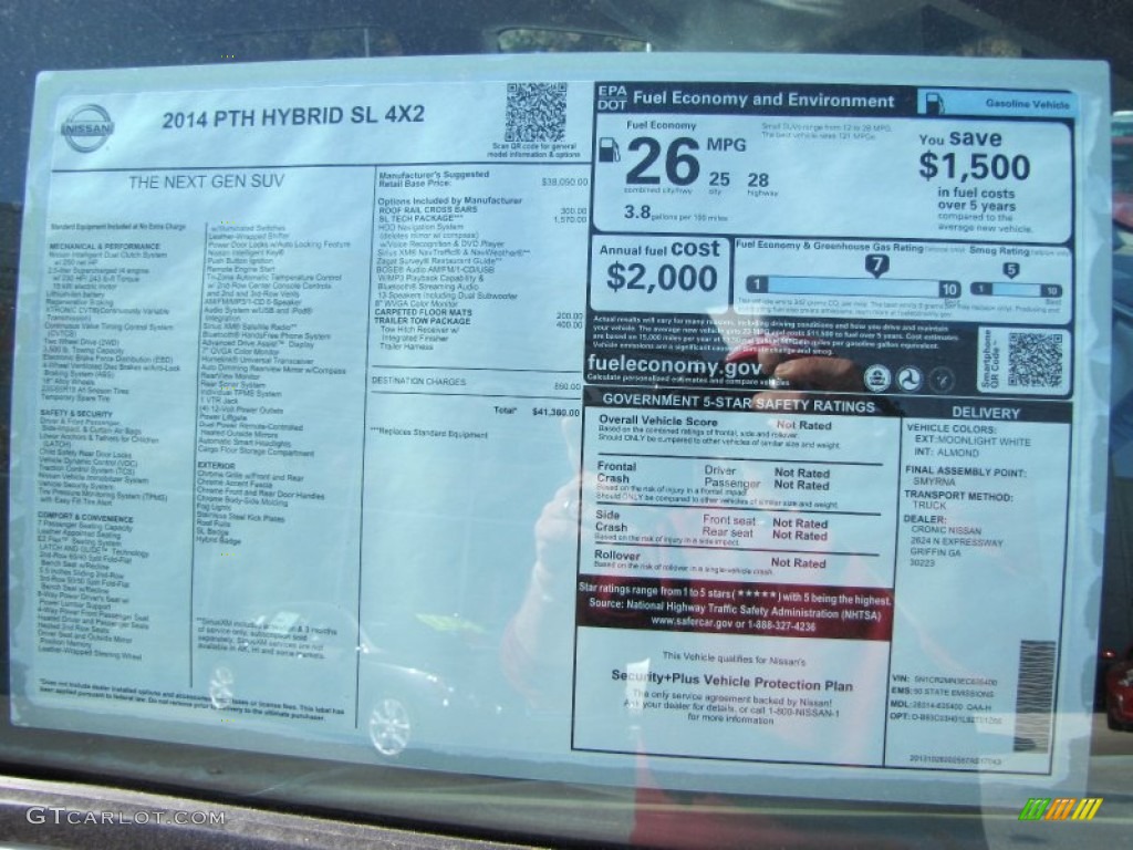 2014 Nissan Pathfinder Hybrid SL Window Sticker Photos