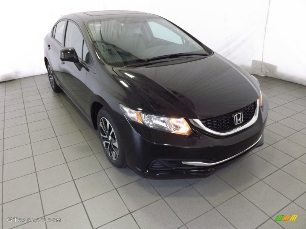 2013 Civic EX Sedan - Crystal Black Pearl / Gray photo #1