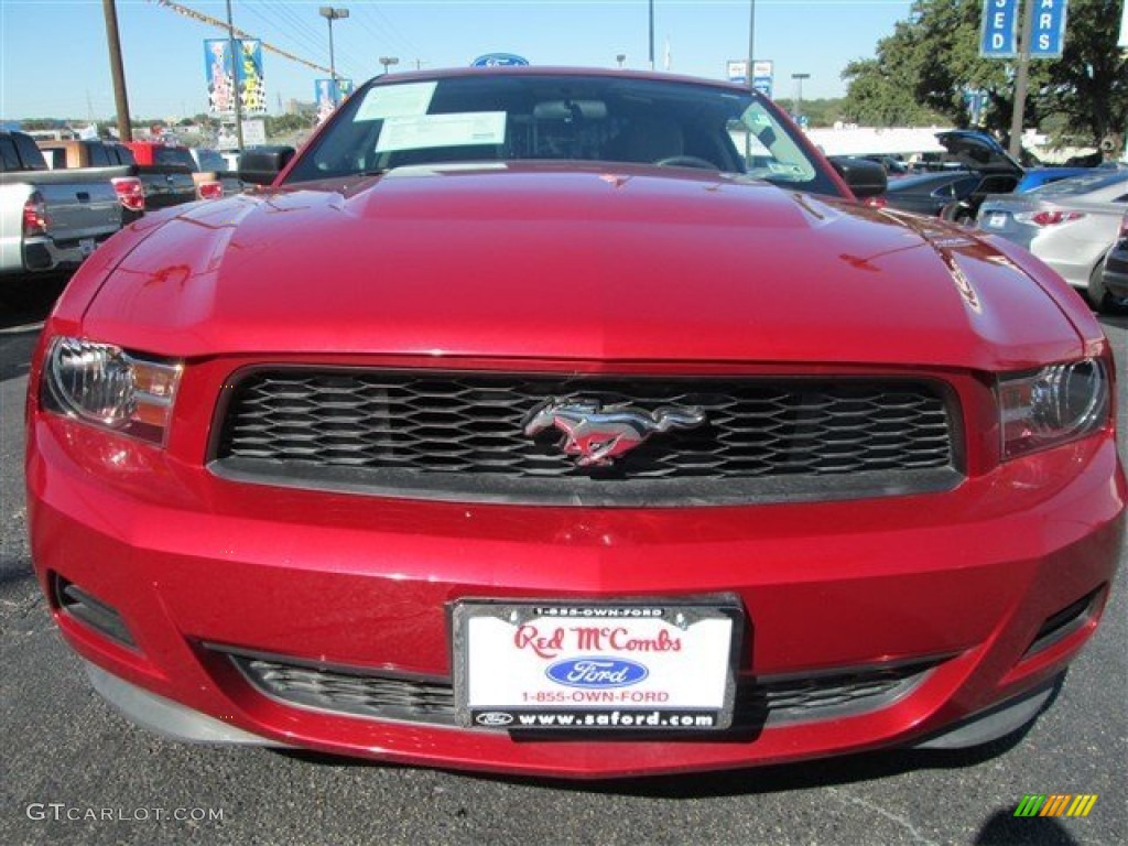 2011 Mustang V6 Coupe - Red Candy Metallic / Saddle photo #2