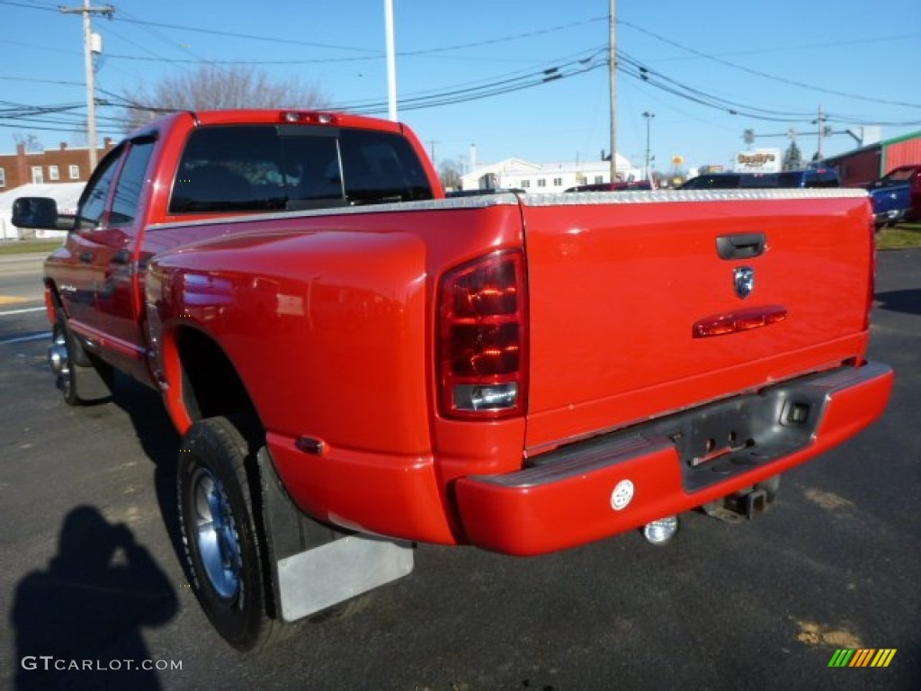 2005 Ram 3500 SLT Quad Cab 4x4 Dually - Flame Red / Dark Slate Gray photo #3