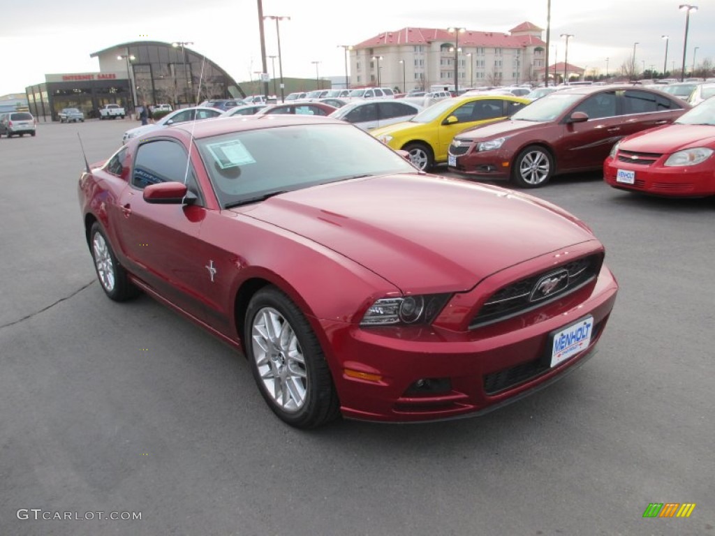 2014 Mustang V6 Premium Coupe - Ruby Red / Saddle photo #1