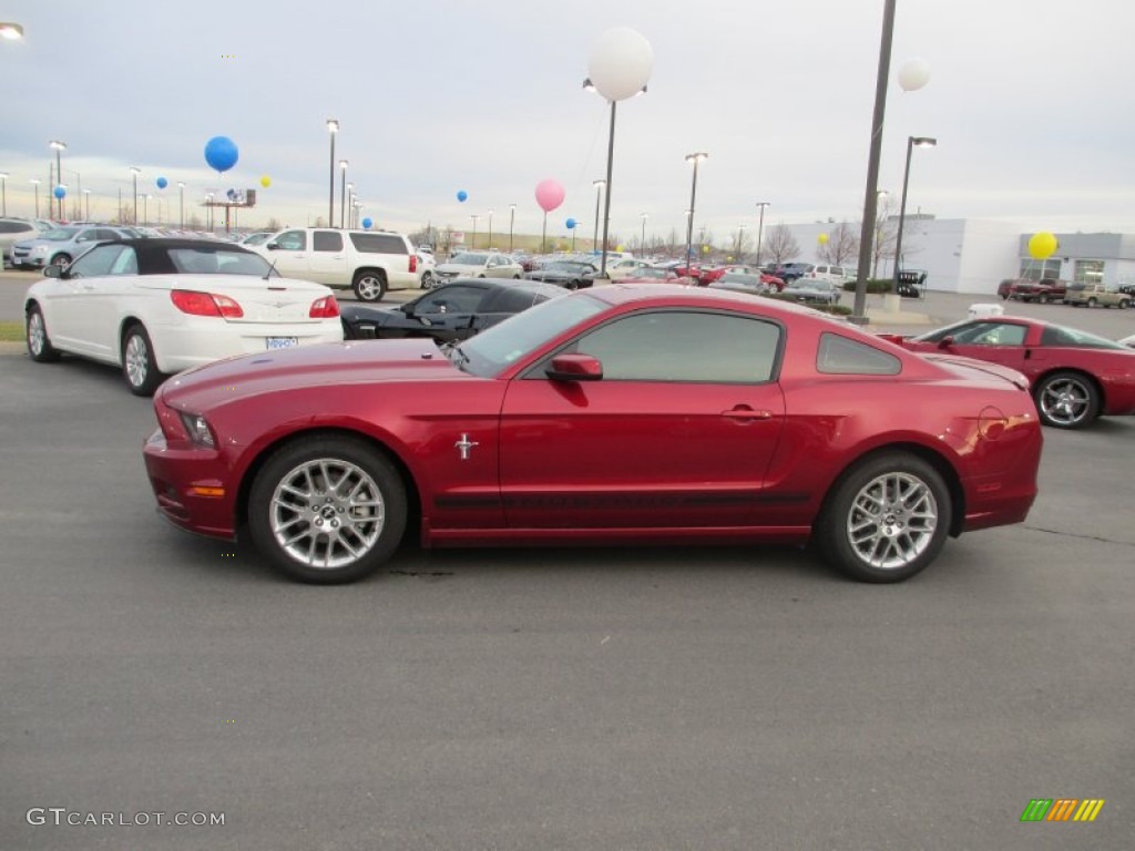 2014 Mustang V6 Premium Coupe - Ruby Red / Saddle photo #3