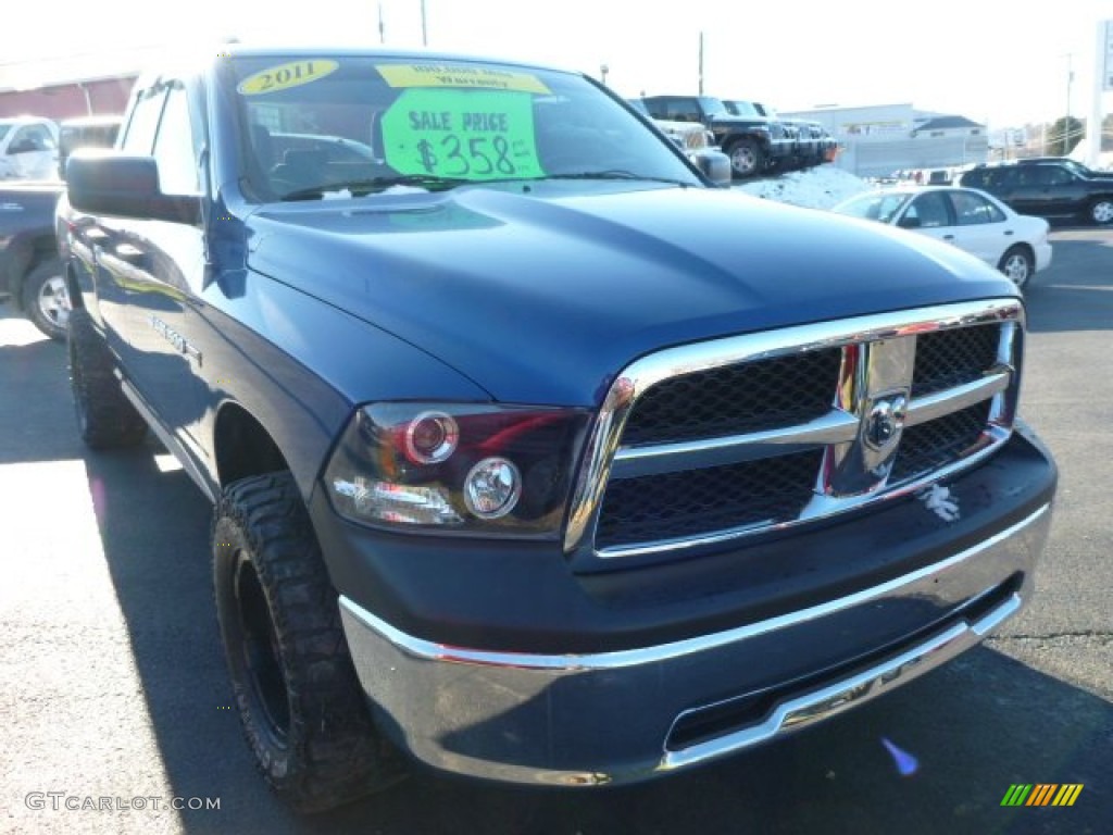 2011 Ram 1500 SLT Quad Cab 4x4 - Deep Water Blue Pearl / Dark Slate Gray/Medium Graystone photo #7