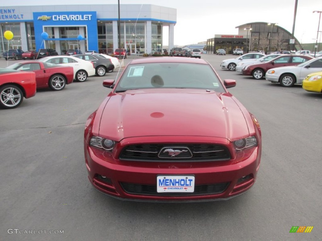 2014 Mustang V6 Premium Coupe - Ruby Red / Saddle photo #8