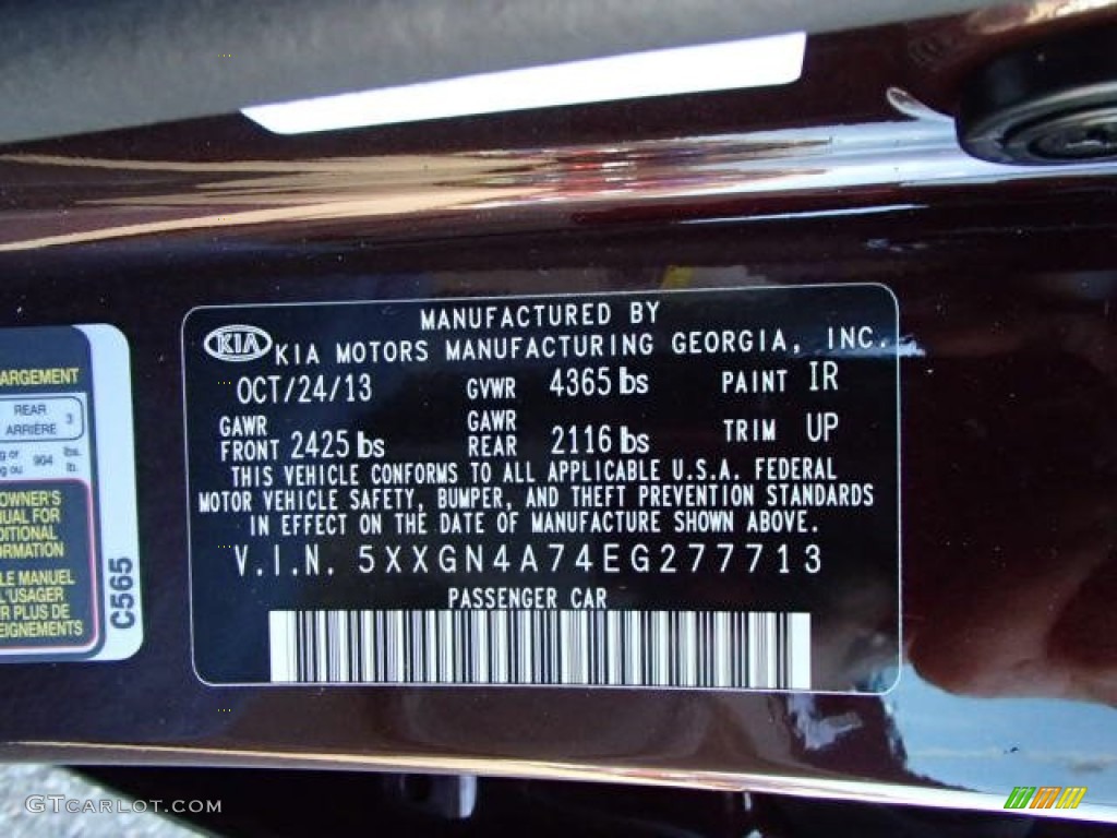 2014 Optima Color Code IR for Dark Cherry Photo #87949455