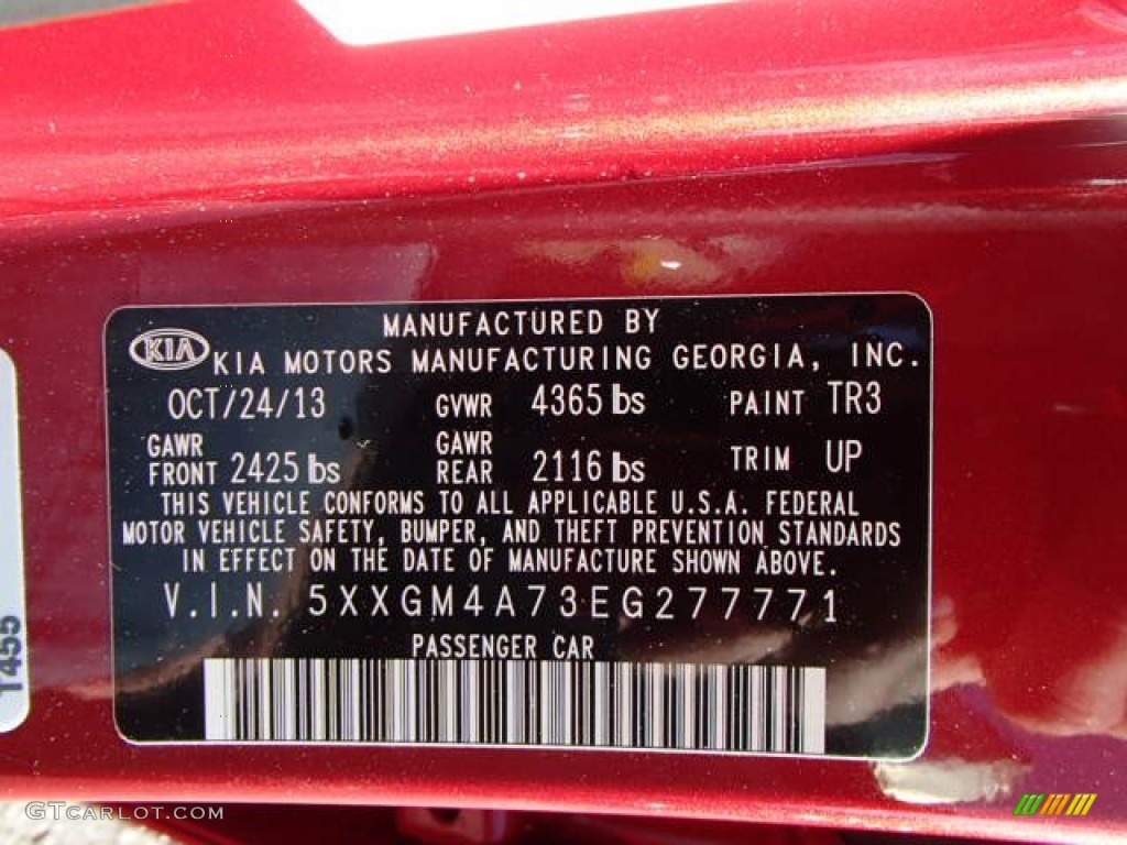 2014 Optima Color Code TR3 for Remington Red Photo #87949944