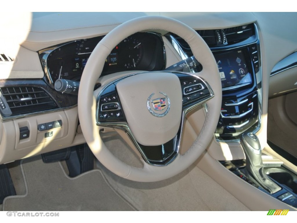 2014 Cadillac CTS Performance Sedan Light Cashmere/Medium Cashmere Steering Wheel Photo #87951226