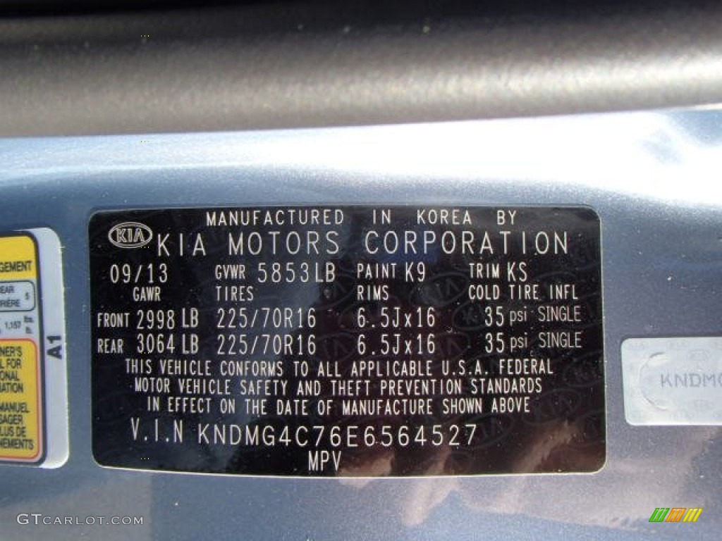 2014 Kia Sedona LX Color Code Photos