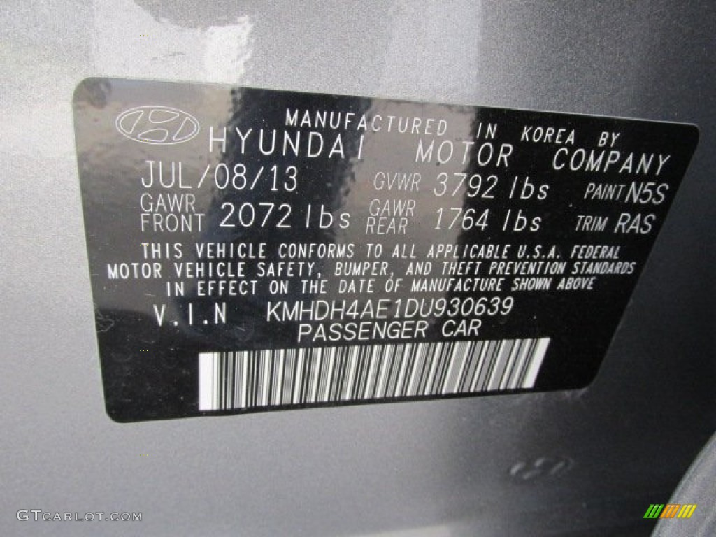 2013 Elantra GLS - Titanium Gray Metallic / Gray photo #15