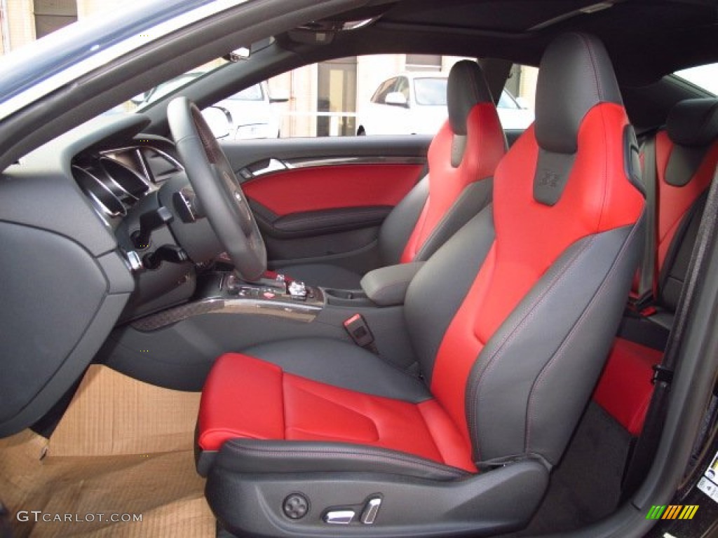Black/Magma Red Interior 2014 Audi S5 3.0T Prestige quattro Coupe Photo #87955254