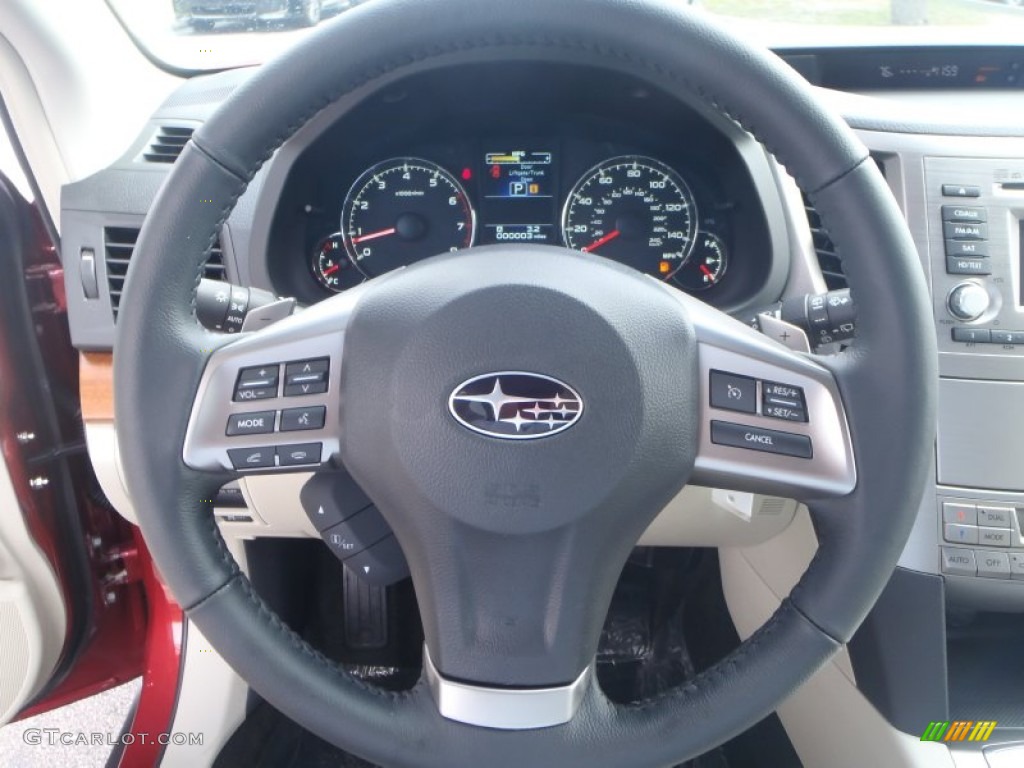 2014 Subaru Outback 2.5i Limited Ivory Steering Wheel Photo #87961968