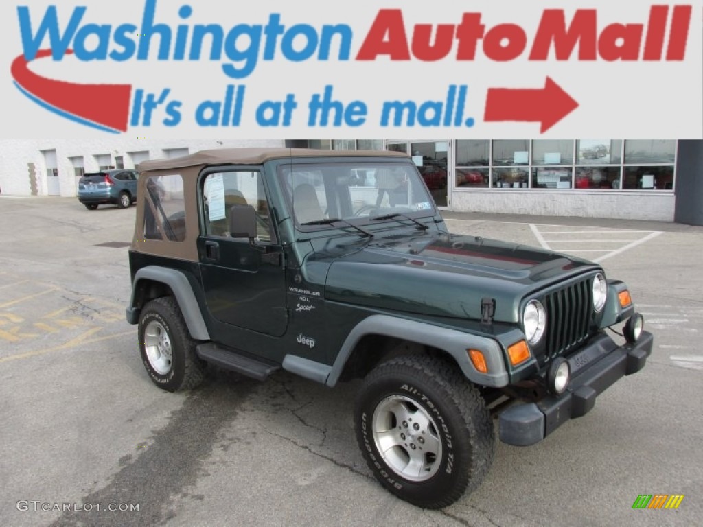 2000 Wrangler Sport 4x4 - Forest Green Pearl / Camel photo #1