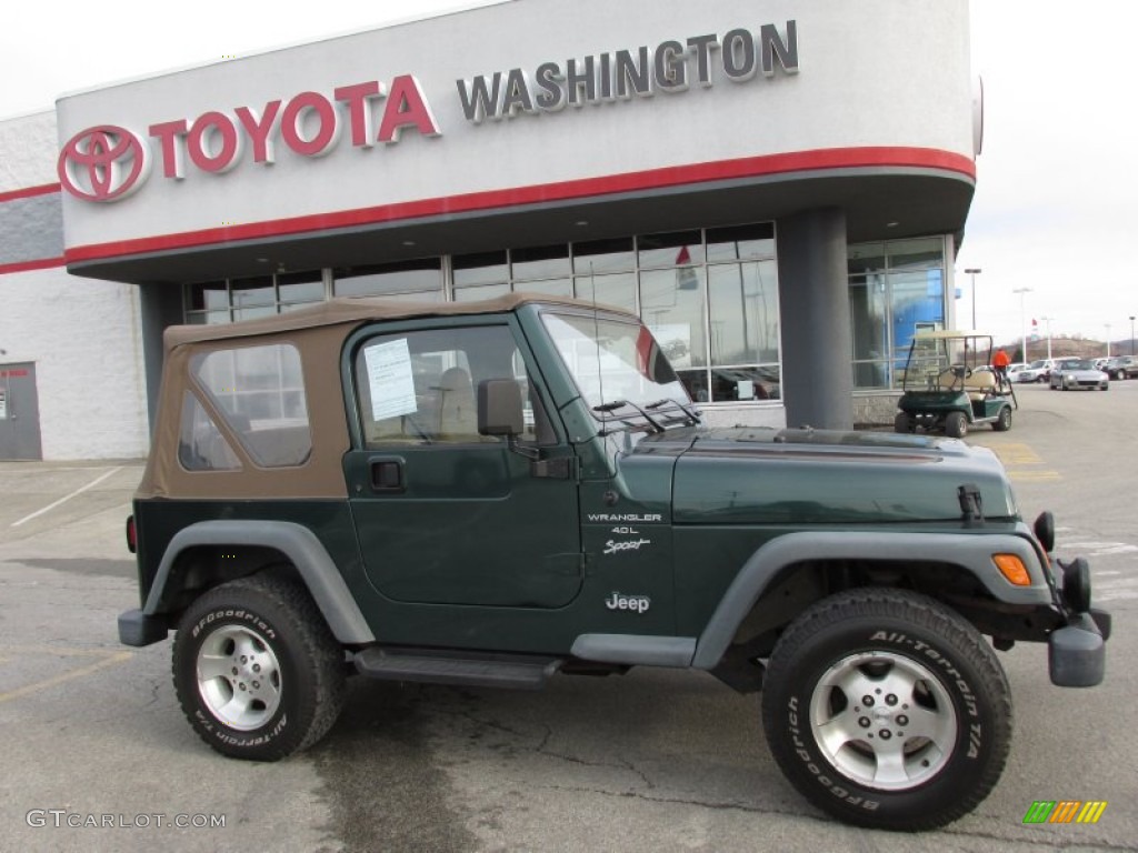 2000 Wrangler Sport 4x4 - Forest Green Pearl / Camel photo #2