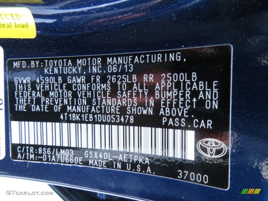2013 Avalon Limited - Nautical Blue Metallic / Almond photo #37