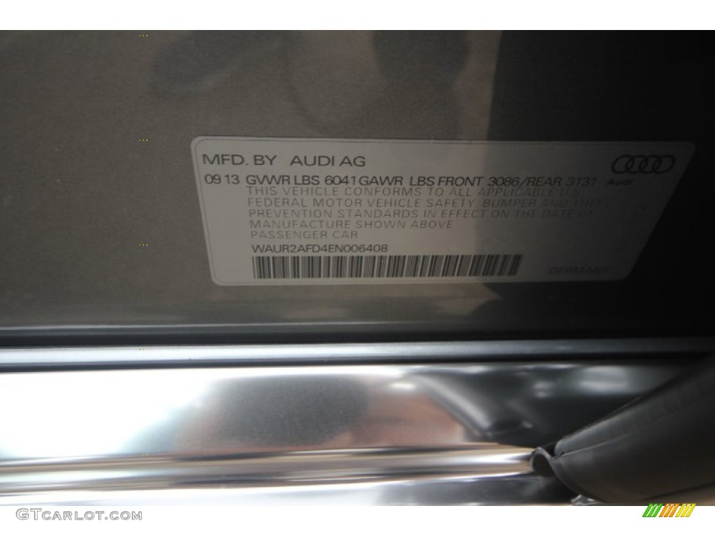 2014 A8 L 4.0T quattro - Quartz Gray Metallic / Black photo #40
