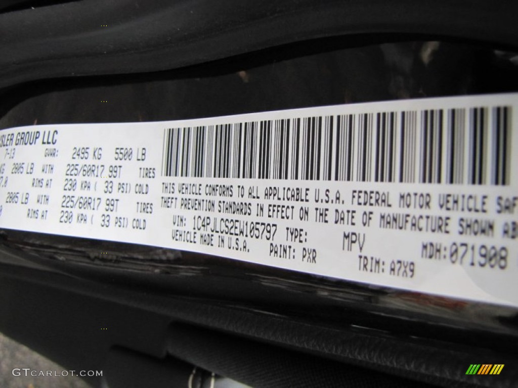 2014 Cherokee Color Code PXR for Brilliant Black Crystal Pearl Photo #87977004