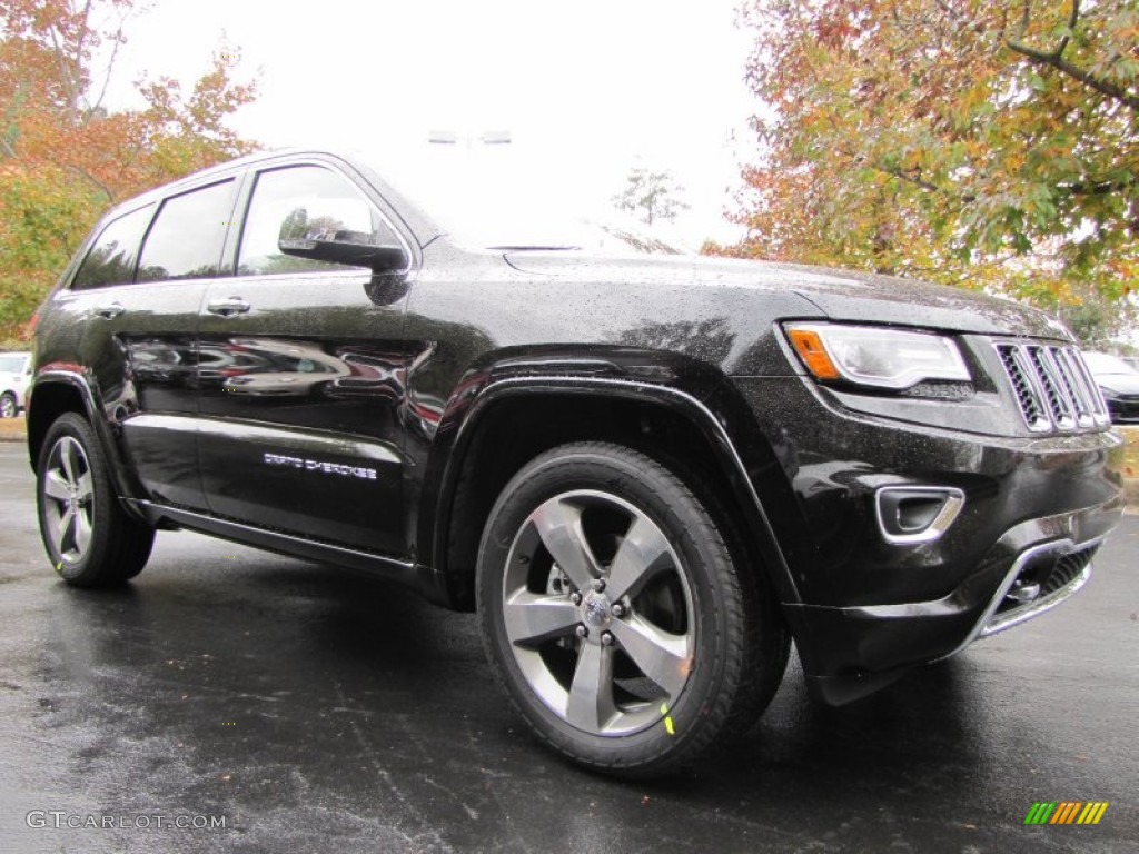 2014 Grand Cherokee Overland - Brilliant Black Crystal Pearl / Overland Nepal Jeep Brown Light Frost photo #4