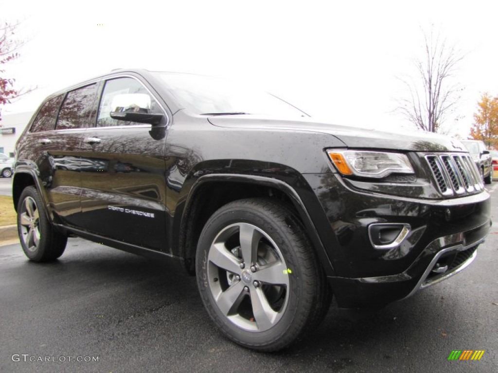 2014 Grand Cherokee Overland - Brilliant Black Crystal Pearl / Overland Nepal Jeep Brown Light Frost photo #4