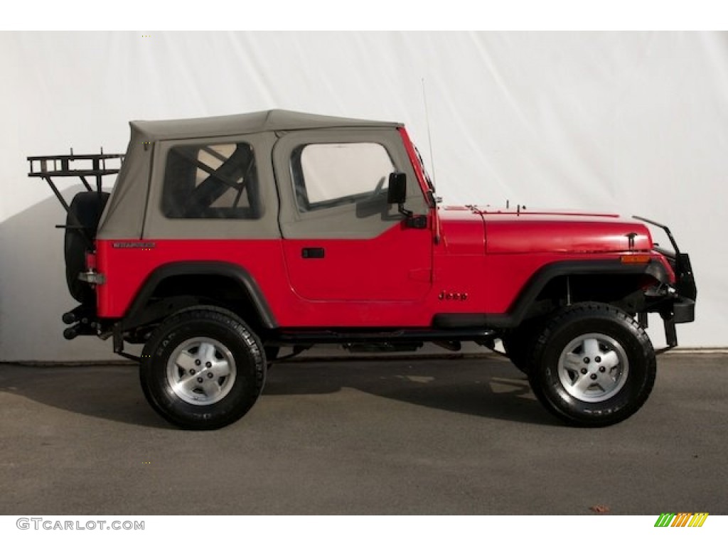 Bright Red 1989 Jeep Wrangler S 4x4 Exterior Photo #88004045