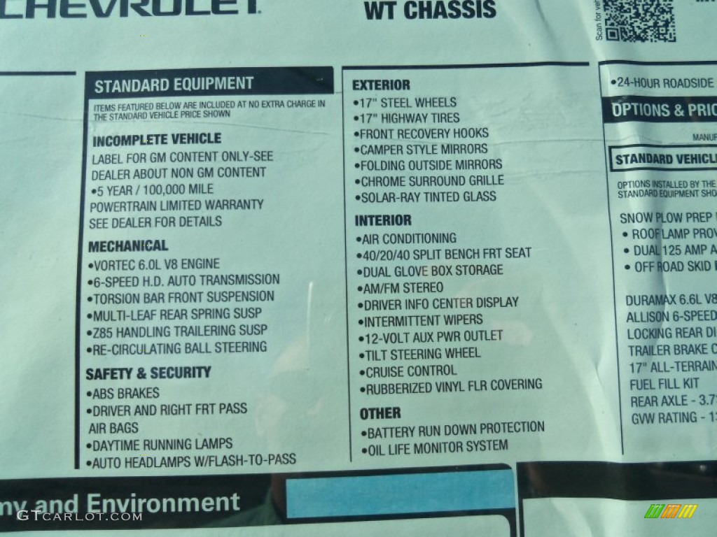 2013 Chevrolet Silverado 3500HD WT Regular Cab 4x4 Dump Truck Window Sticker Photo #88004690