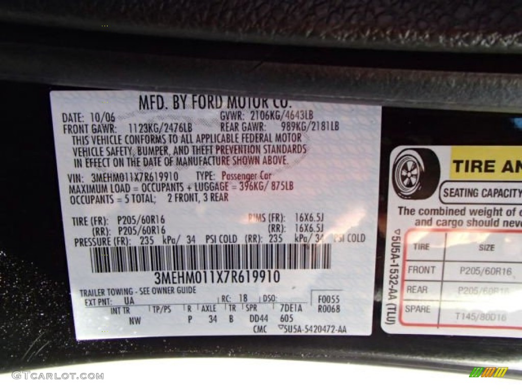 2007 Milan V6 AWD - Black Ebony / Dark Charcoal photo #20